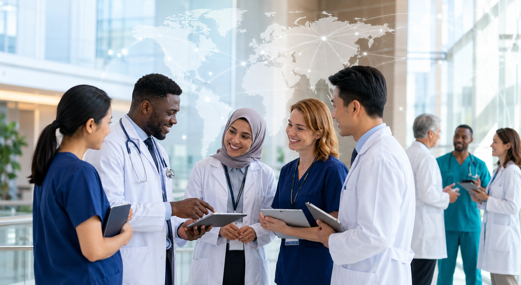 Un gruppo multiculturale di professionisti sanitari